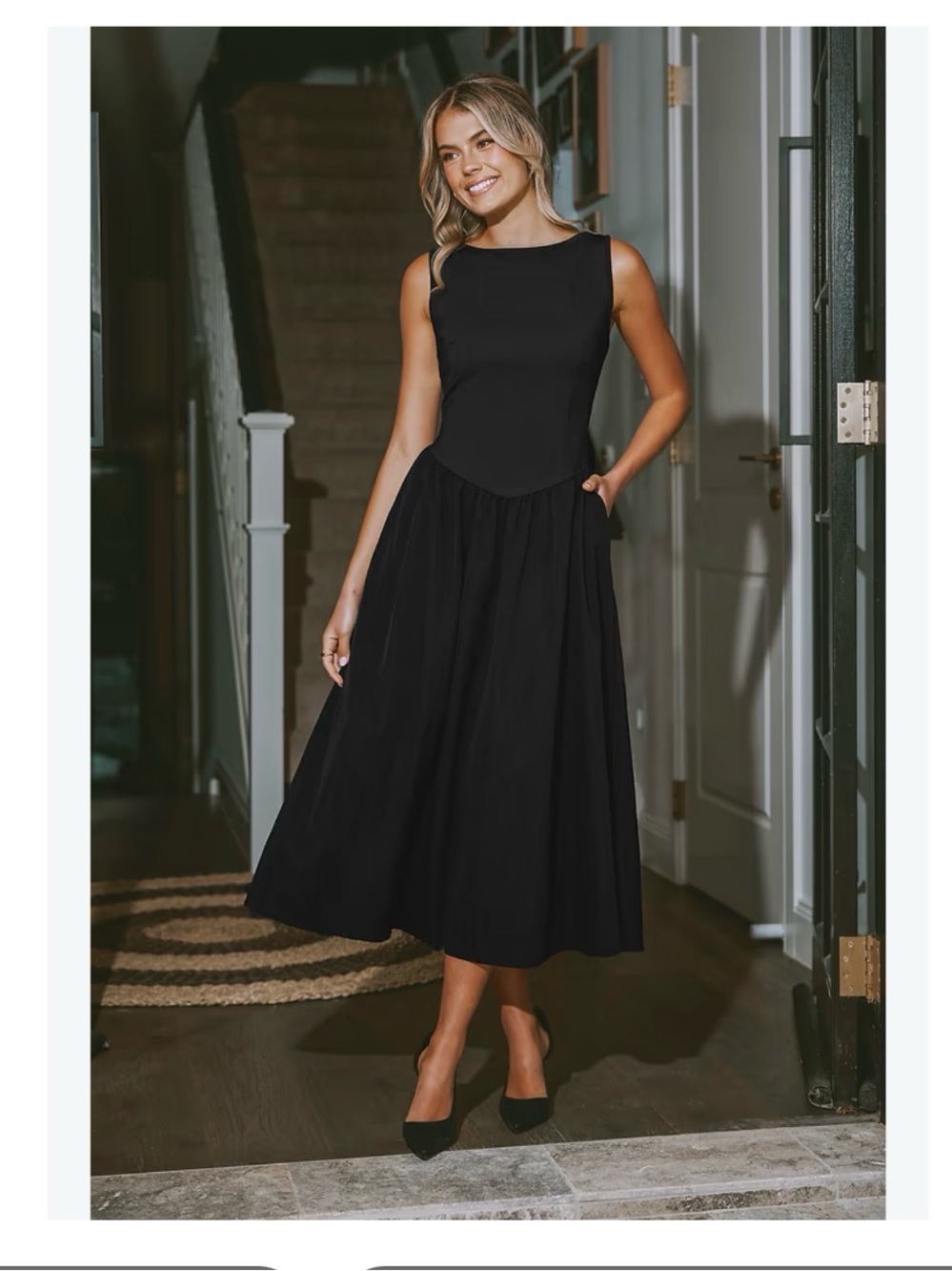 Cupshe Black Sleeveless Midi Dress